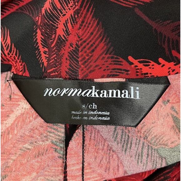 Norma Kamali Red Black Jersey Faux Wrap Dress Long Sleeve V-Neck Size Small - Picture 7 of 8